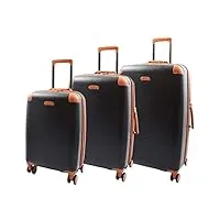 house of leather valise rigide à 8 roulettes en polycarbonate extensible milan, noir , set of 3 (s-m-l), bagages rigides avec roulettes pivotantes