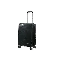 metzelder square valise cabine rigide 100% polypropylène ultra resistant, souflet extensible, serrure code tsa (noir (black), s (small) 33l/40l - 55 x 37 x 20cm - 2,8kg)