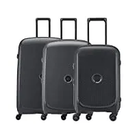 delsey paris - belmont plus - set de 3 valises rigides extensibles 55cm/ 71cm/ 83cm - noir