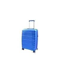house of leather miyazaki valise rigide extensible à 8 roulettes en polypropylène, bleu, cabin | 55x36x20cm/ 2.70kg, 35l, bagage rigide avec roulettes pivotantes