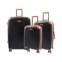 a1 fashion goods valise à 4 roues rigides extensibles et légères, noir , full set of all 3 size, bagage rigide extensible avec roulettes pivotantes