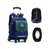 dymy sac à dos roulette primaire cartable scolaire enfant fille sac roulette trolley bagage cabine cartable à roulette garcon scolaire vert bleu 31x21x43cm