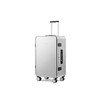tuplus valise de voyage valise aluminium à 4 roulettes valise grande rigide valise cabine avec serrure tsa, série core (argenté, 72 x 43.5 x 26.5 cm/63l)