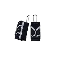 39l-202l sac de voyage pliable – valise à roulettes pour homme avec 2 grandes poches avant, matériau 600d, noir/gris, 3xl - 40", valise