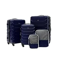 travelers club lot de 5 valises et accessoires, bleu, 5 piece set, ensemble de 5 valises et accessoires