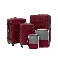 wrangler lot de 5 valises et accessoires, rouge, 5 piece set, lot de 5 valises et accessoires