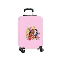 princesas disney chariot de cabine 20", valise à roulettes, cadenas de sécurité, valise légère, 34,5 x 20 x 55 cm, rose/beige, rose/beige, estándar, décontracté