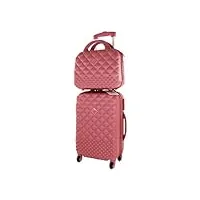 camomilla set de bagages, set de valises, trolley de voyage (40 lt.) + vanity case (10 lt.), matériel rigide, roues pivotantes, coleur onion rose