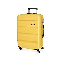 roll road flex valise grande ocre 51x75x28 cms rigide abs fermeture à combinaison latérale 91l 3,96 kgs 4 roues, citronier, talla única, grande valise