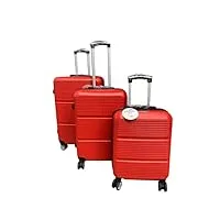 ito electronics lot de 3 valises rigides 4 roues avec serrure à combinaison rouge, rouge, kofferset 3-teilig, ensemble de valises