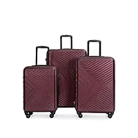 travelhouse bali lot de 3 valises de voyage à roulettes rigides en abs, rouge, chariot rigide avec roulettes pivotantes