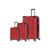travelite léger, flexible, sûr : valise rigide « ville » pour les vacances et les affaires (également avec poche avant), set de valises (l/m/s), rouge, kofferset, lot de 3 valises