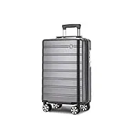 bagage valise de voyage avec roues légère et ampère; valise de cabine d'embarquement avec serrure à bagages à roulettes charge (color : dk grey, size : 18")