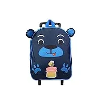 bagtrotter sac à dos à roulettes 31 cm maternelle kids bleu ours
