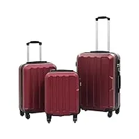 inlife 91874 lot de 3 valises à roulettes rigides en abs bordeaux 9,1 kg, rouge