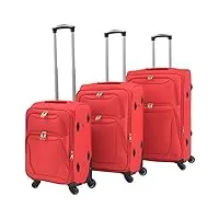 inlife 91316 lot de 3 valises souples rouge 11,9 kg, rouge