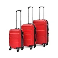 inlife lot de 3 valises rigides rouges 45,5/55/66 cm, 8,7 kg, 91143, rouge
