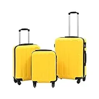 inlife 91876 lot de 3 valises à roulettes à coque rigide en abs jaune 9,1 kg, jaune