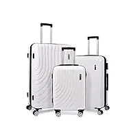 m camel mountain lot de 3 valises rigides extensibles légères et durables avec serrure tsa et roulettes doubles, blanc