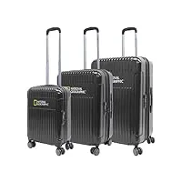 national geographic ensemble bagages de voyage transit 3 pièces ensemble de valise de voyage/trolleyset - noir