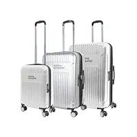 national geographic ensemble bagages de voyage transit 3 pièces ensemble de valise de voyage/trolleyset - argent