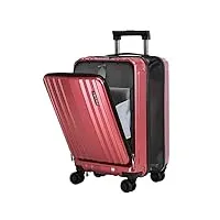tydeckare bagage à main 20 pouces avec poche zippée à l'avant, valise rigide abs+pc avec tsa et roulettes silencieuses, pratique pour voyages, bordeaux