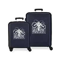 marvel heroes iron man set de valises bleu 55/70 cm abs rigide fermeture tsa intégrée 119l 6.8 kgs 4 roues doubles bagage à main