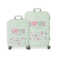 ensemble de valises enso love ice cream vert 55/70 cm abs rigide fermeture tsa intégrée 116l 7,54 kg 4 roues doubles bagage à main
