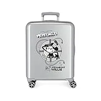 valise cabine disney 100 mickey steamboad gris 40x55x20 cm abs rigide serrure tsa intégrée 38,4l 2 kgs 4 roues doubles bagage à main
