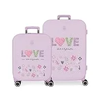 ensemble de valises enso love ice cream violet 55/70 cm abs rigide serrure tsa intégrée 116l 7,54 kg 4 roues doubles bagage à main