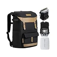 k&f concept sac à dos appareil photo sac dslr sac de voyage avec housse imperméable inclus pour dslr canon nikon sony olympus (xl)