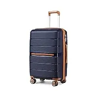 british traveller valise cabine bagages cabine 36 liters, valise rigide soute en polypropylène valise de voyage à 4 roulettes et serrure tsa, 55x37x22 cm (marine)
