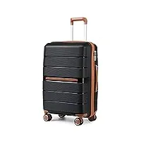 british traveller valise cabine bagages cabine 36 liters, valise rigide soute en polypropylène valise de voyage à 4 roulettes et serrure tsa, 55x37x22 cm (noir)