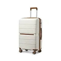 british traveller valise cabine bagages cabine 36 liters, valise rigide soute en polypropylène valise de voyage à 4 roulettes et serrure tsa, 55x37x22 cm (crème)