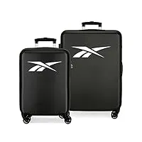 ensemble valise reebok portland noir 55/68 cms rigide abs serrure latérale à combinaison 104l 6 kgs 4 double roues bagage à main