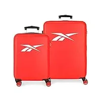reebok portland valise set rouge 55/68 cms rigide abs serrure latérale à combinaison 104l 6 kgs 4 double roues bagage à main