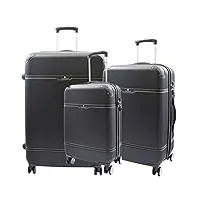 a1 fashion goods valise de voyage extensible à 4 roues avec coque rigide noir, noir , full set of 3 sizes, valise rigide extensible avec roulettes pivotantes