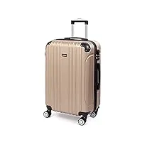 todeco valise moyenne taille 68cm, valise de voyage, rigide e légère abs valise de voyage à roulettes valises, 4 doubles roues, 68x45x26cm, champagne