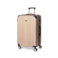 todeco valise grande taille 78cm, valise de voyage, rigide e légère abs valise de voyage à roulettes valises, 4 doubles roues, 78x51x28cm, champagne