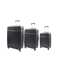 divergent retail dr540 valise rigide rétro vintage à quatre roues noir, noir , full set 3 sizes, quatre roues légères