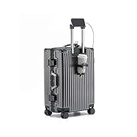 lesulety valise voyage bagages cabine bagages multifonctionnels extensible bagage valisette enfant suitcase interface usb serrure tsa,gris,22in