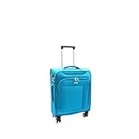 house of leather valise à quatre roues tsa verrouillable souple okayama noir sarcelle, bleu sarcelle, cabin: h: 55 x l:38 x w:21 cm, valise