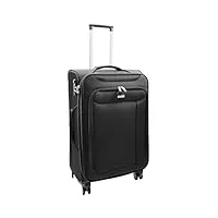house of leather valise extensible à 4 roues tsa verrouillable souple okayama noir sarcelle, noir , medium: h: 67 x l: 41 x w: 27/5 cm, valise