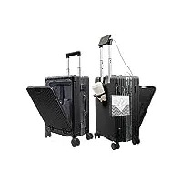 lazeyard valise cabine rigide,valise de voyage avec porte-gobelet et compartiment avant,bagage à roulettes pivotantes avec port de charge usb et type-c,tsa,valise à cadre en aluminium,55x35x23cm