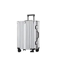 eeppek valise de voyage à roulettes avec cadre en aluminium de grande capacité rétro de 61 cm avec support de roue universel pour homme et femme, argenté