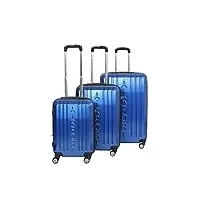 invida lot de 3 valises de luxe modèle airport trolley tsa en 4 couleurs, bleu, coffret rigide