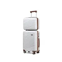 sea choice set de bagages lot de 2 valises trolley valise rigide à roulettes con vanity case 8 roues 360° poignée télescopique verrouillage tsa set de valises 12/20,blanc