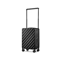 somago valise rigide en pc 22 x 14 x 9 approuvée par les compagnies aériennes avec poignée large, bagage de 50,8 cm, cadre en aluminium, roue tournante sans fermeture éclair, noir, bagages rigides à