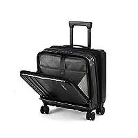 tydeckare bagage cabine 16" vec 2 compartiments pour ordinateur portable, valise abs + pc avec tsa à double contrôle, ykk, 4 roulettes, affaires, noir