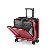 tydeckare bagage cabine 16" vec 2 compartiments pour ordinateur portable, valise abs + pc avec tsa à double contrôle, ykk, 4 roulettes, affaires, rouge vin